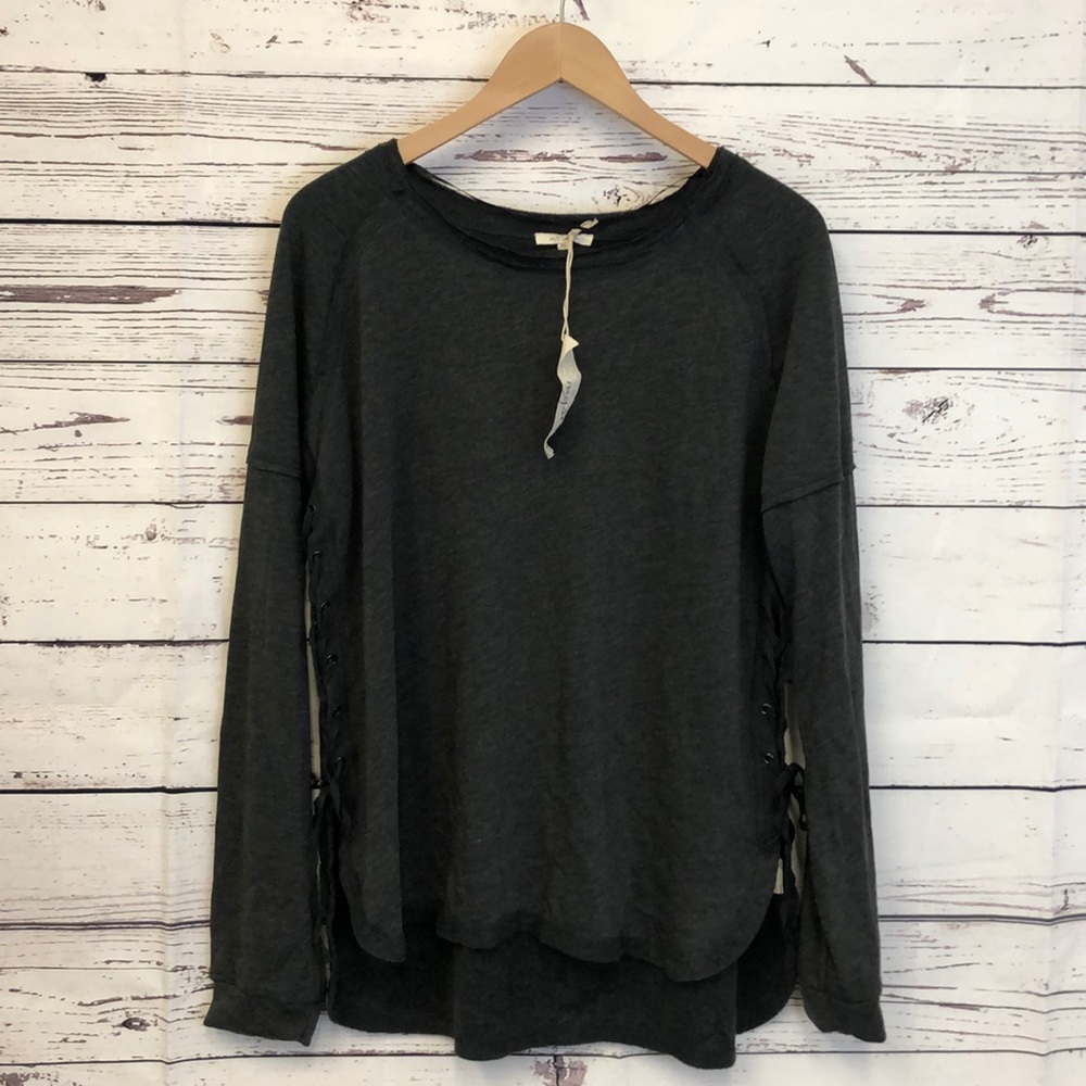 Mystree charcoal lace up side fleece sweatshirt